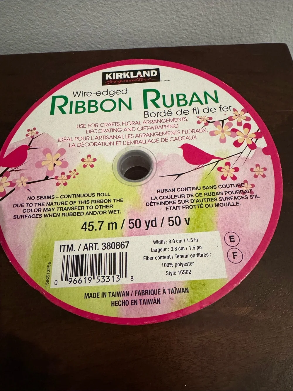 Kirkland Signature Wired-Edge Ribbon - Red 50 yds NWT